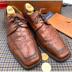 MEZLAN Mugello Genuine Crocodile Leather Oxford Dress Shoes US Mens Size: 11.5 M